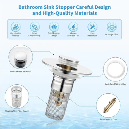 Bathroom Sink  Universal Pop Up Sink Drain Filter