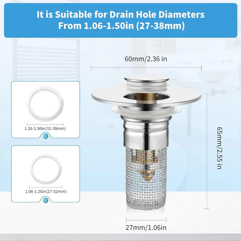 Bathroom Sink  Universal Pop Up Sink Drain Filter