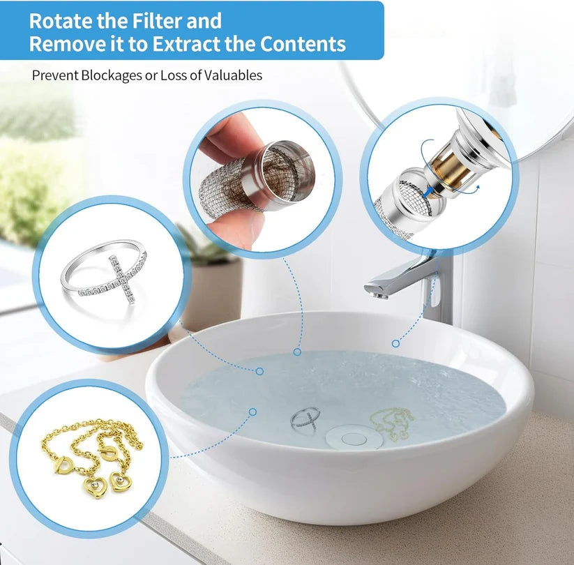 Bathroom Sink  Universal Pop Up Sink Drain Filter